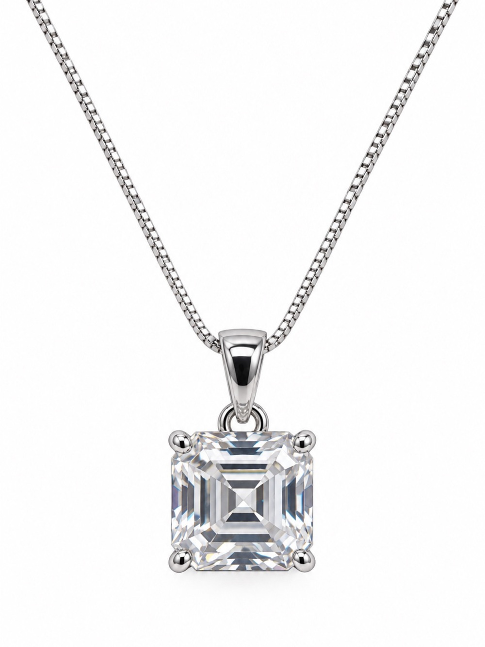 925 Sterling Silver Square-Cut 2.63 Carat Moissanite Pendant Necklace NWT
